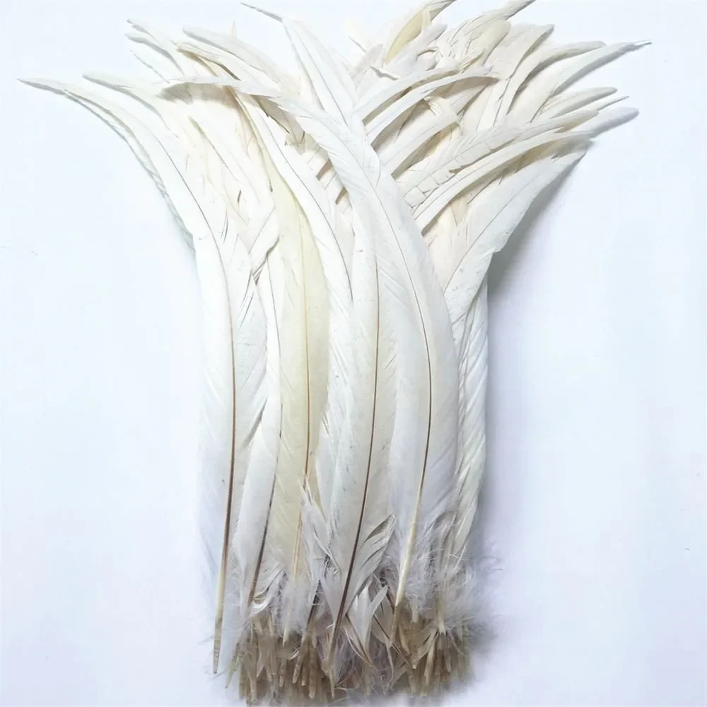 Hot Sale 50Pcs White Rooster Tail Feather 35-40CM 14-16inch Cheap Dyed Rooster Feathers Wedding Decoration clothing accessorie