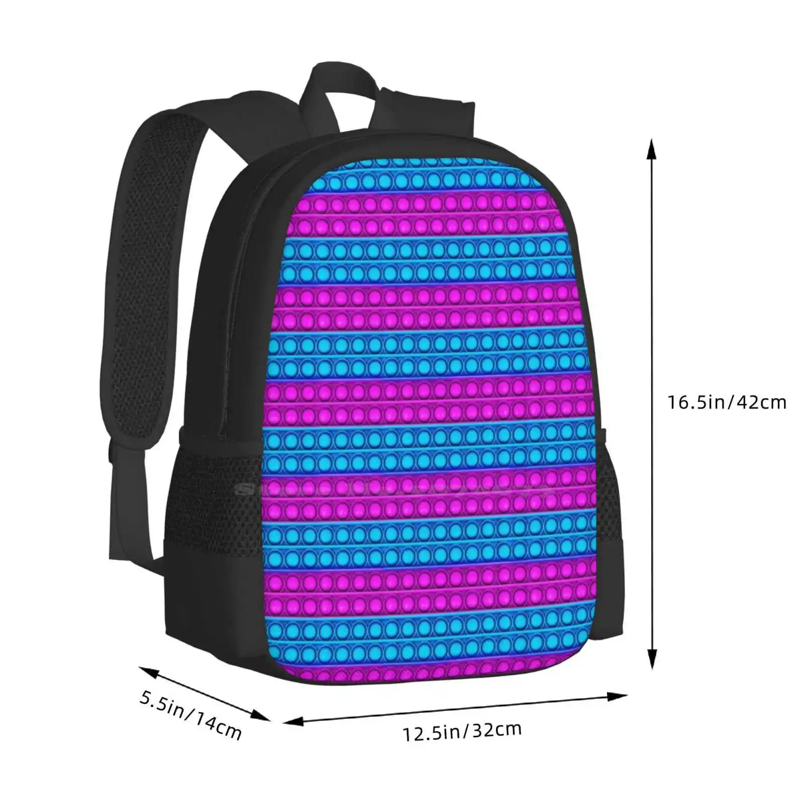 Sacos escolares multicoloridos para viagens, mochila para laptop, pop it lover, poppit fidget, aniversário, 2 cores