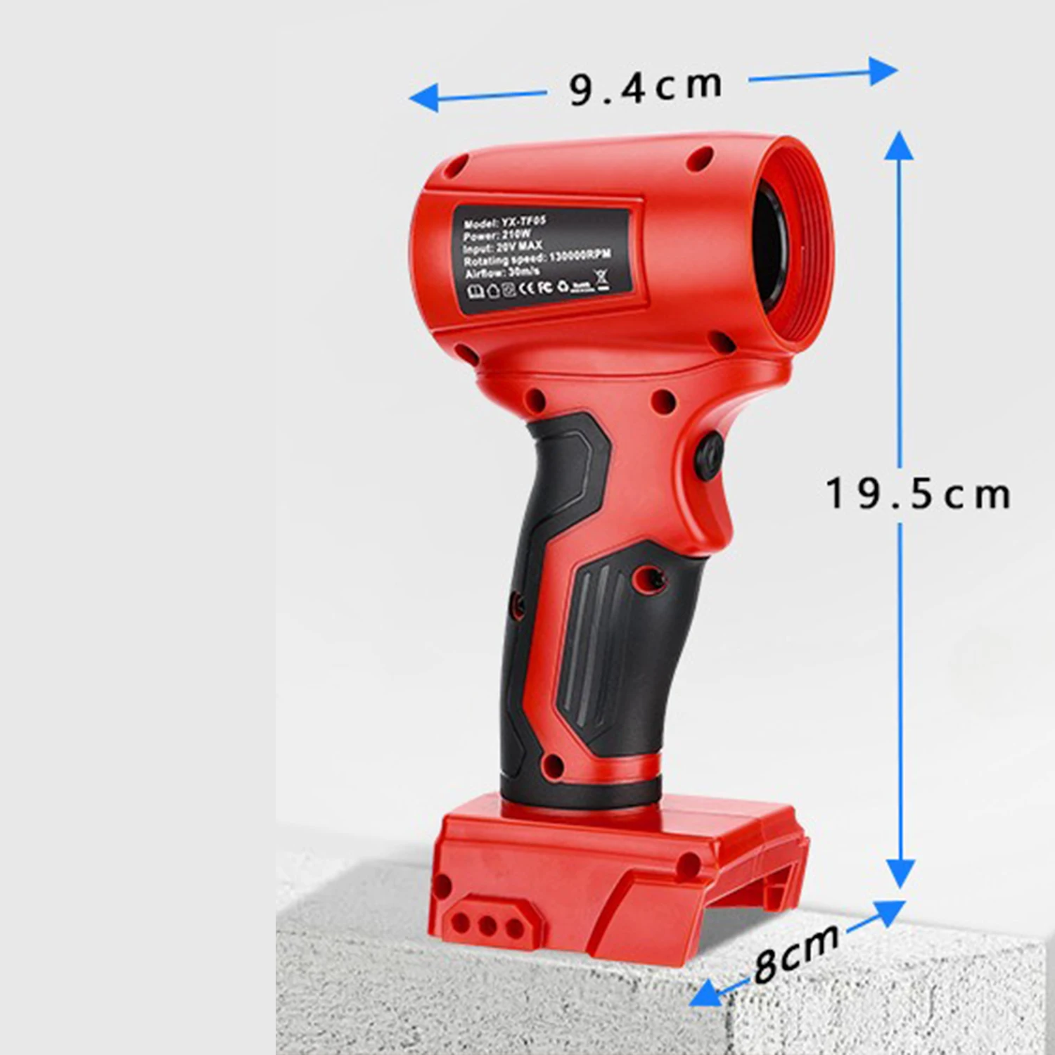 Upgraded 210W High Speed Jet Blower for Milwaukee 18V Lithium-ion Battery Mini Electric Air Duster Multi-function Cleaning Tool