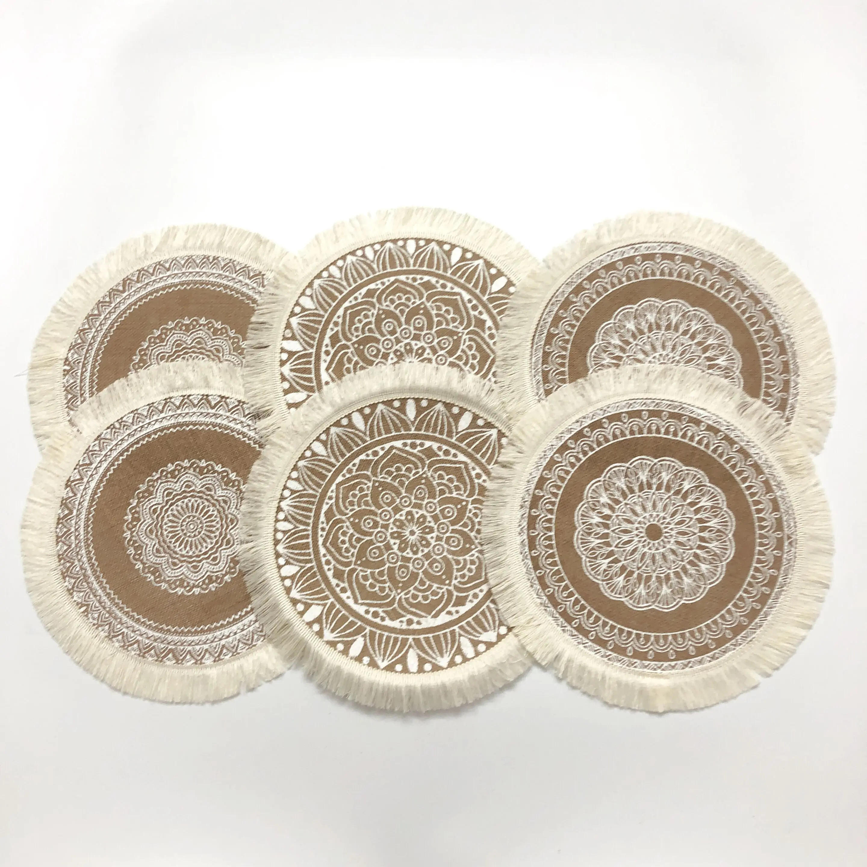 4pcs/6pcs Natural Vintage Jute Woven Placemats Bohemian Style Party Party Decoration Hanging Wall Decoration Mat Vase Mat