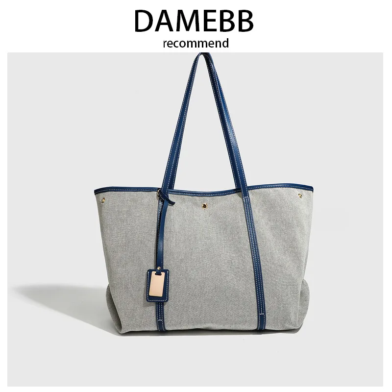 

Damebb Korean Sle Canvas Tote Bag Large Capaci Commuter Single oulder Bag Casual op Bag ape Soft Handle