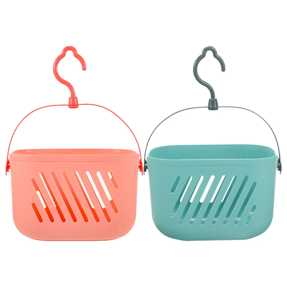 

2pcs Wash Storage Basket PP Material Bathroom Shampoo Holder Portable Organizer Hanging Hook Kitchen Toilet Dormitory