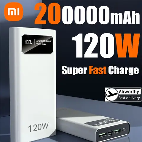 샤오미 미지아 200000mAh 120W 파워뱅크 고속 충전 휴대용 모바일 파워 울트라 대용량 디지털 디스플레이 외장 배터리 ﻿