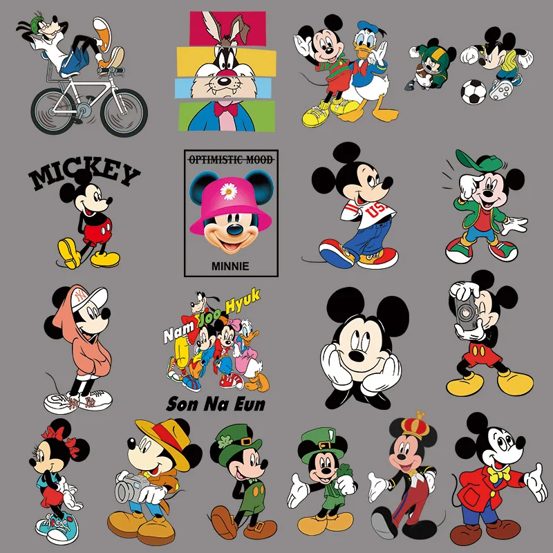 Disney Mickey Minnie Mouse Goofy Patches Clothing Heat Transfer Stickers Iron on T-Shirt Patches for Clothes Kids Kawaii Custom