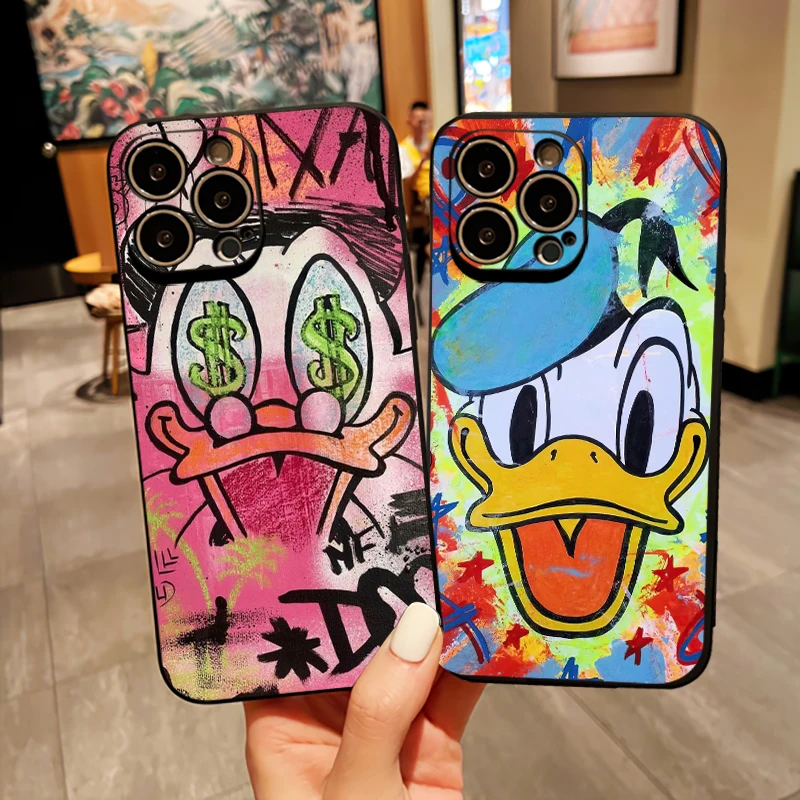 Disney Mickey Donald Duck Phone Case For iPhone 14 13 12 11 Pro 12 13 Mini X XR XS Max 7 8 Plus Funda Shell Carcasa Back Coque