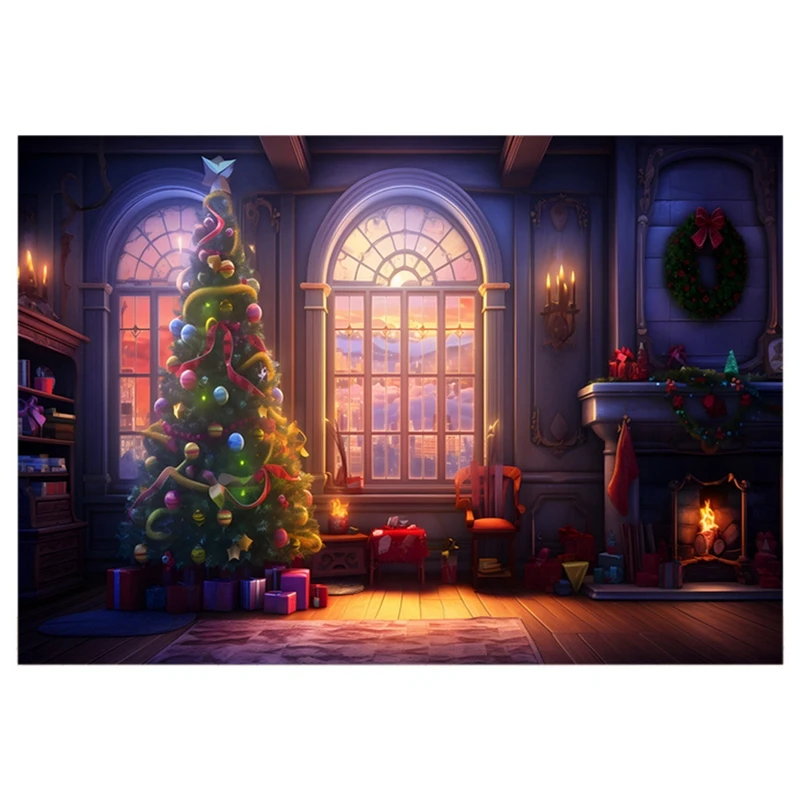 210X150cm Background Cloth Winter Christmas Tree Children's Multifunctional Photography Background Cloth Durable Easy To Use