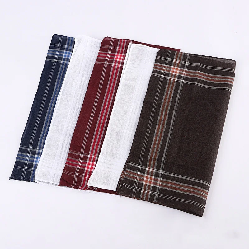 12Pcs Polyester Cotton Plaid Pocket Square Handkerchief Vintage Business Suit Hanky Breast Towel Scarf Accessories Random Color