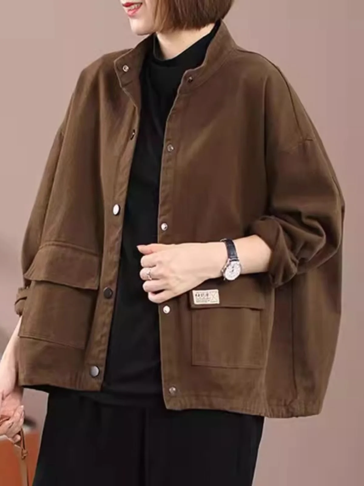 Wiosenno-jesienna, luźna kurtka damska z kapturem, długa, wyszczuplająca, modna, retro, w stylu koreańskim, odzież wierzchnia.