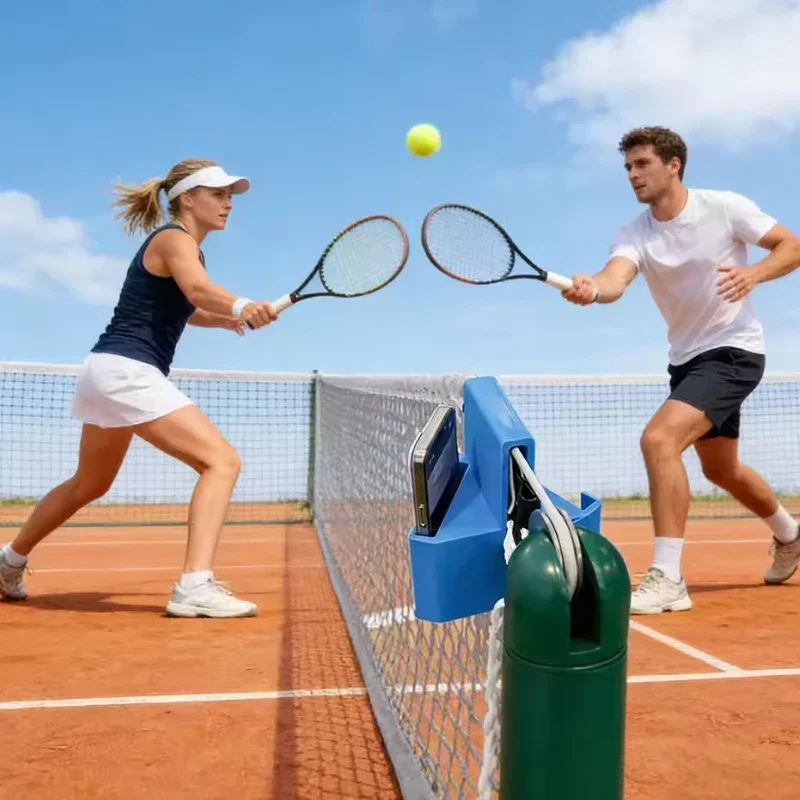 Tragbare Tennisnetz-Telefonhalterung mit Doppelperspektiv-Klemme für Kamera zur Spielanalyse, Platzpraxis und Live-Streaming im Sportbereich – Detail 6