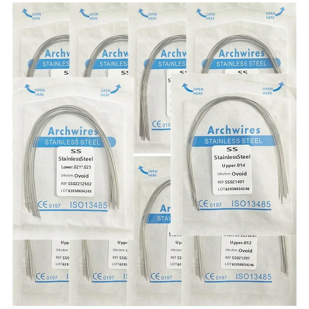 20pack Dental Arch Wires Orthodontic Super Elastic Stainless Steel Round Rectangle Archwire Lower/Upper 012/014/020/16x16/16x22