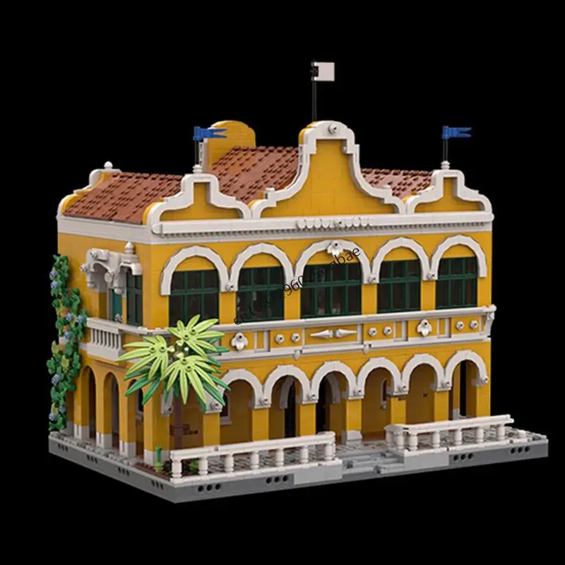 

4838 деталей, серия MOC «Европейские средневековые пираты», модель таможенного дома Пуэрто Санта-Мария, конструктор для самостоятельной сборки, креативные идеи, игрушки, подарок, строительные блоки