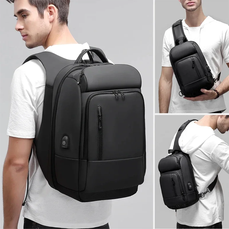 Men 17\'\' Laptop Backpack Large Capacity Multi Pocket Waterproof Anti Theft USB Backpack Business Travel Backpack Mochila de moda