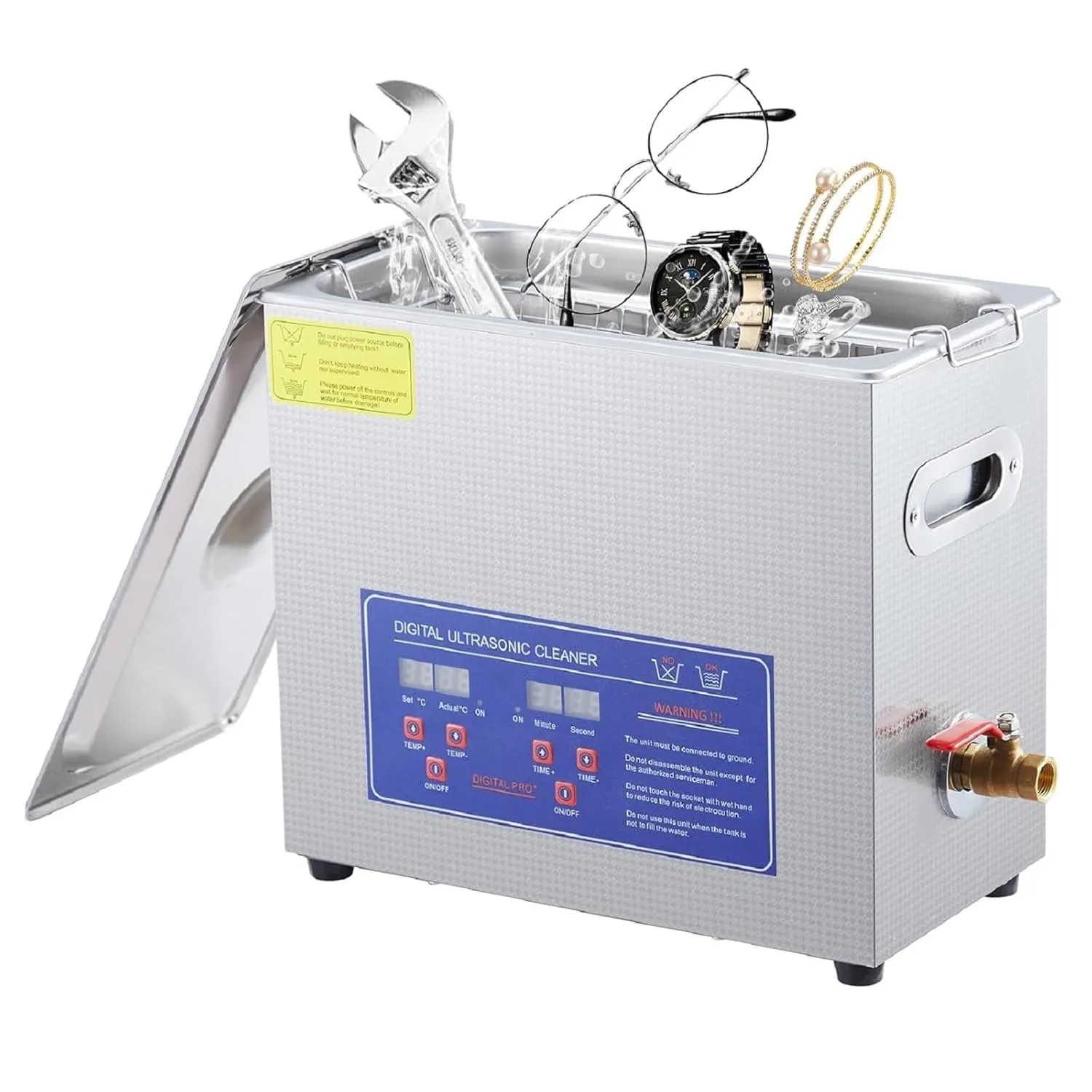 6.5L/1.72Gal Industrial Ultrasonic Cleaner 180W 40Khz - Commercial Heated Cleani