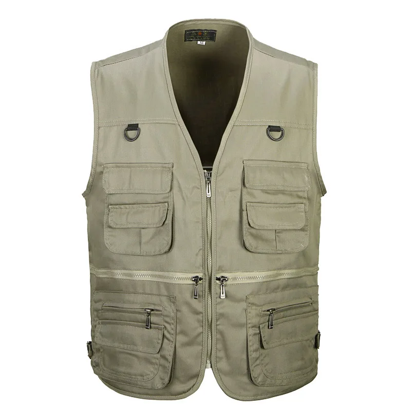 

Men Spring Summer Waistcoat Outdoor Sleeveless Jacket Leisure Fishing Vest Loose Multi Pockets Vest Thin Photography Male Coat