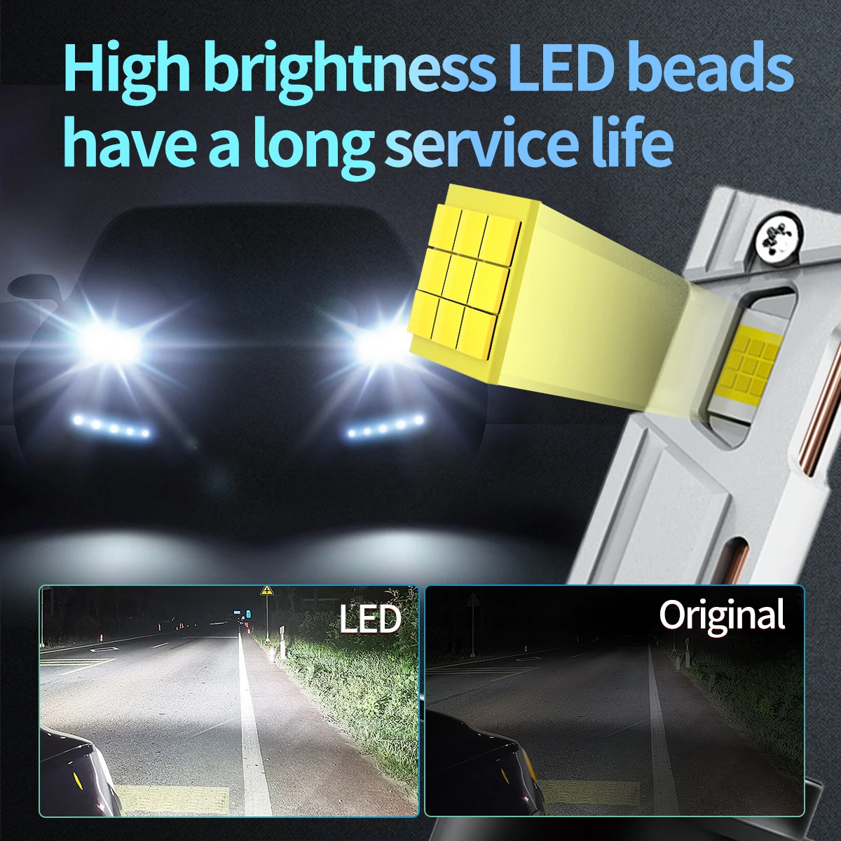 160W Powerful 2PCS LED Headlight Bulbs H1 H7 H11 H8 9005 HB3 9006 HB4 9012 HIR2 H4 6000K 12V 160000LM Lighting for Car Lights