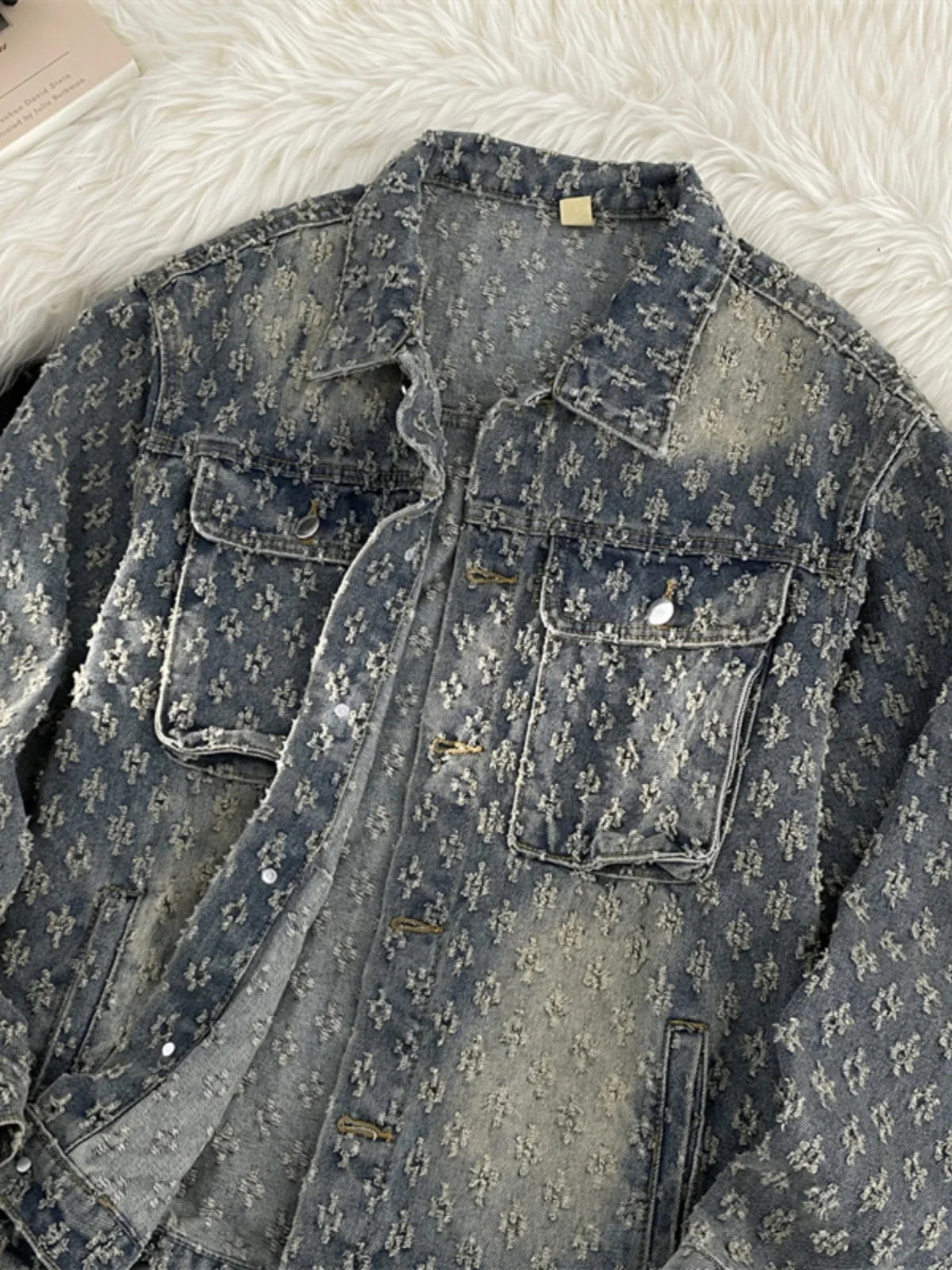 

Мужская джинсовая куртка премиум-класса с вышивкой, свободного кроя, повседневная, в стиле американского винтажа, для осени и зимы