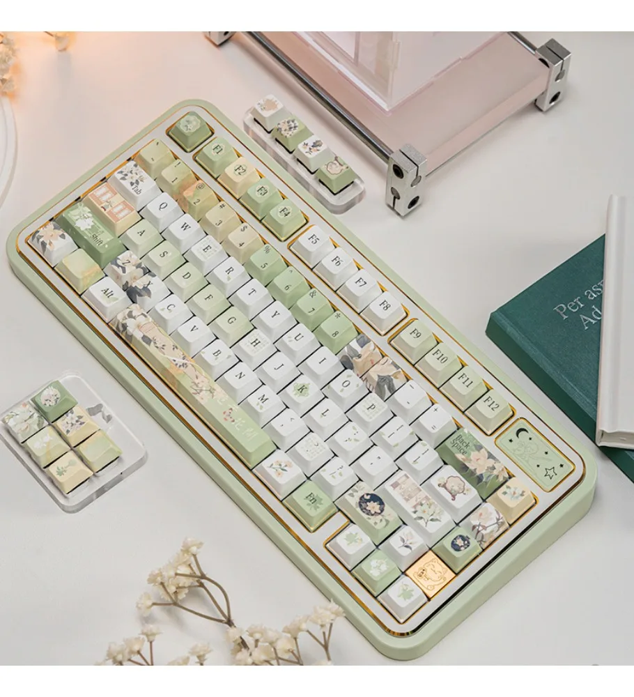 Gardenia open keycap PBT material five-sided hot sublimation DIY adaptation from K99V2 ACE68 WOOTING