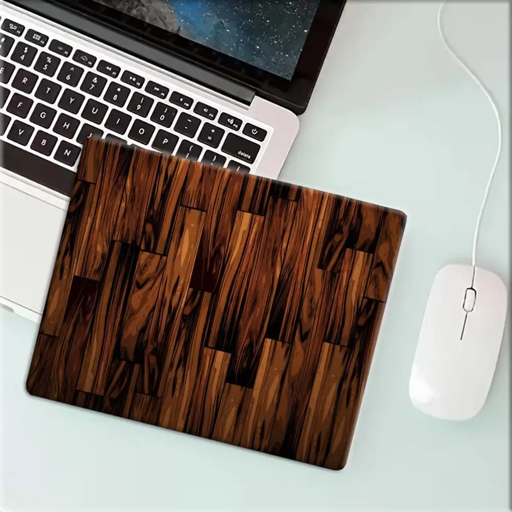Small Rectangle Mouse Pad Retro Brown Wood Plank Grain Texture Print  Cushion mousepad 22*18/25*29CM 40*45 Laptop Office  Decor