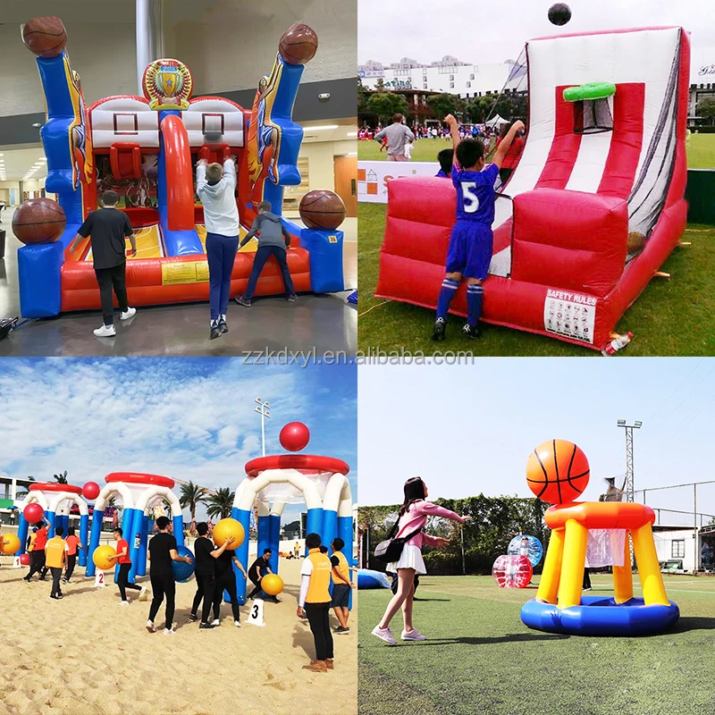 Inflatable Basketball Shooting Game, Large Frame, Commercial Sports Rides for School Events, Fun Interactive Game