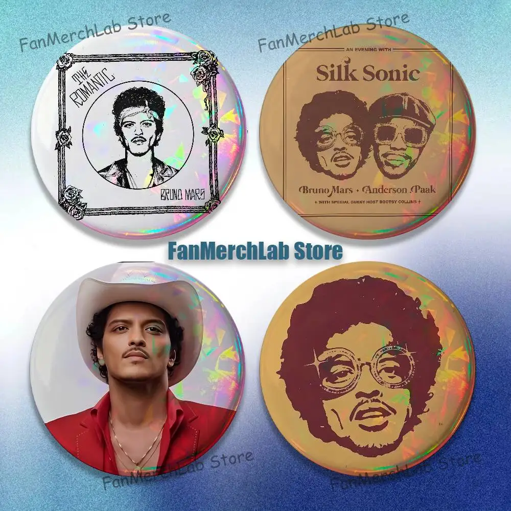 

Singer B-Bruno M-Mars Anime Enamel Pin Badge Cartoon Round Brooch Accessories on Backpack Gifts