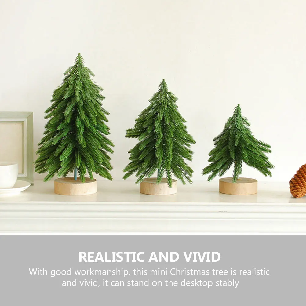 

Mini Christmas Decor With Wood Base Desktop Artificial Xmas Tree Tabletop Decorations For Holiday Home Party Simulated