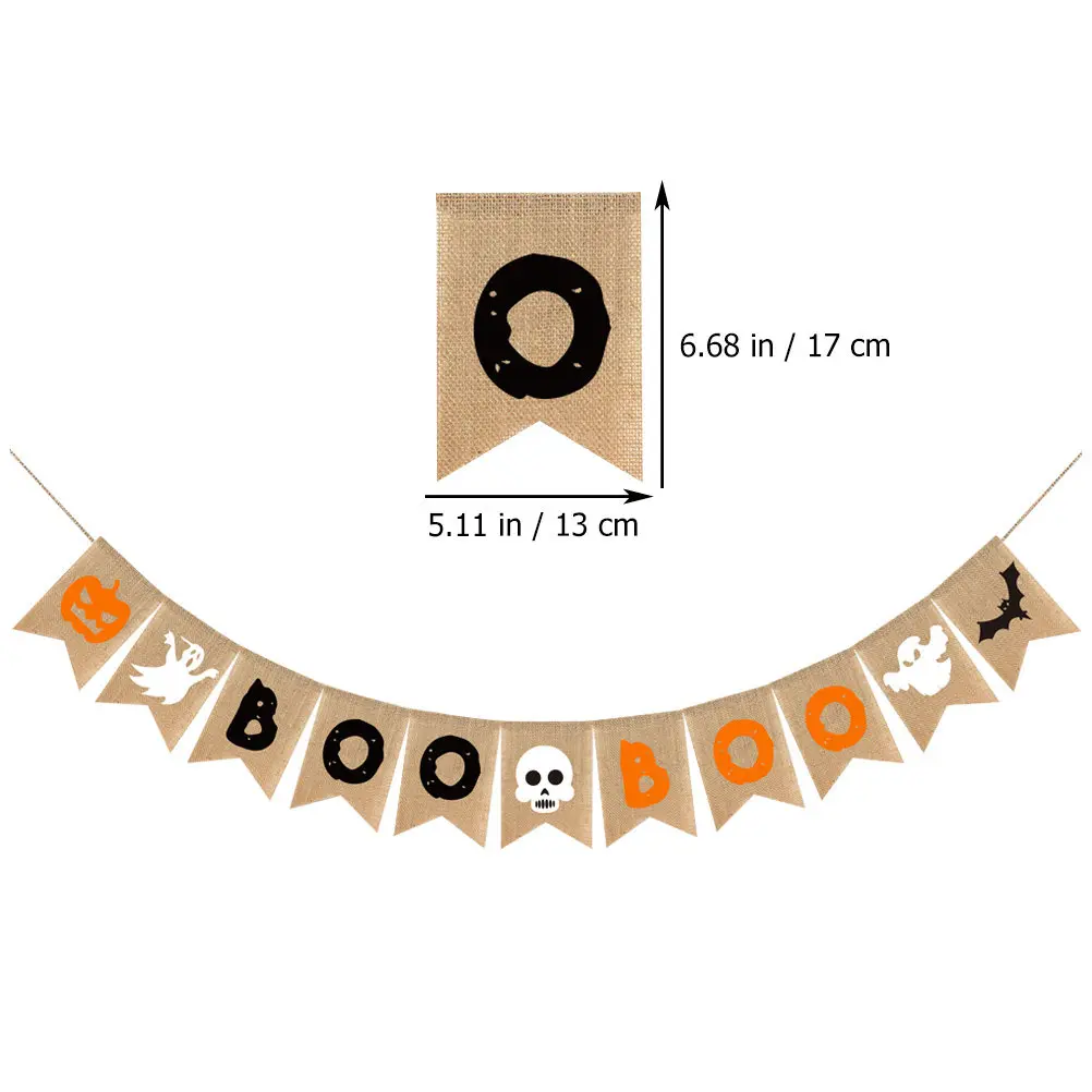 Halloween Decor Banner Burlap Boo Pendant for Party Hanging Door Window Yard Fireplace Overhang Festive Bunting Celebration