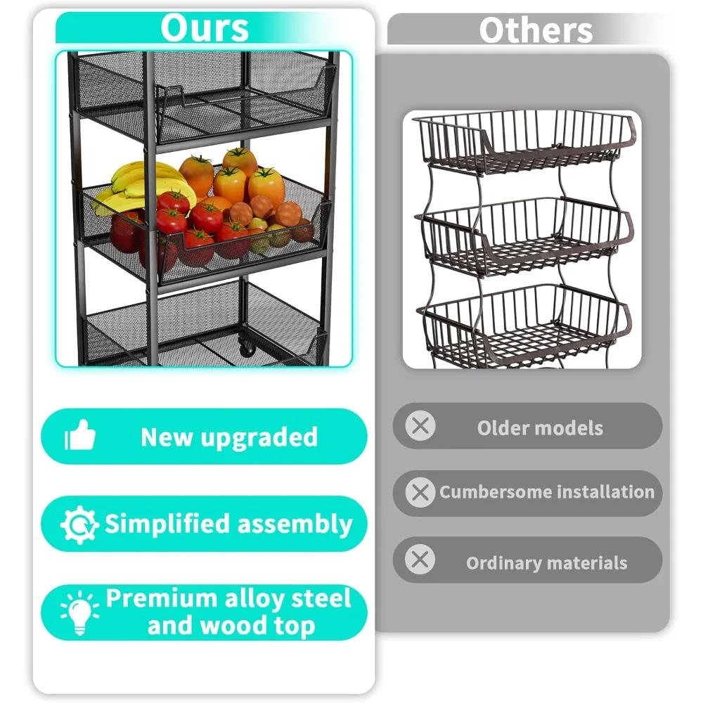 Fruit Basket Kitchen Cart: The Ultimate 4-Tier Rolling Pantry thumbnail