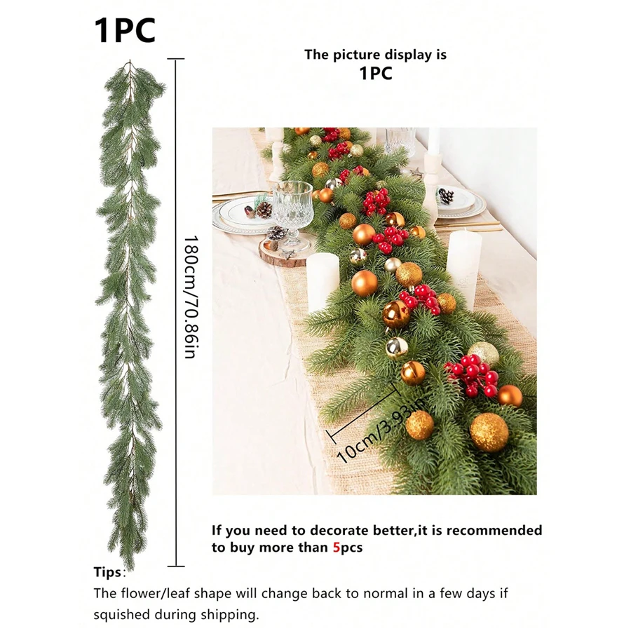 180cm Artificial Plants Pine Needle rattan Wedding Wreaths Home Outdoor Garden lawn Christmas Tree diy Decor Hotsale highquality