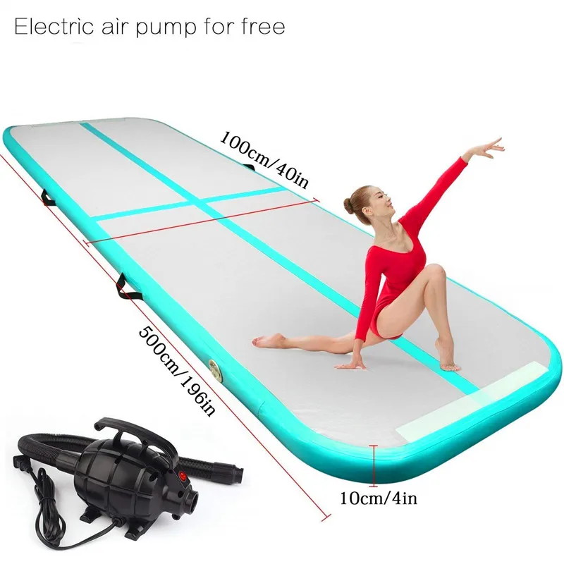 Free Shipping Airtrack Tumbling Mats 5x1m for Gymnastics, Inflatable Air Floor Mat for Home, Backyard, Cheerleading, Beach, Park