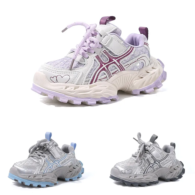 

Осенние модные фиолетовые кроссовки для девочек, удобная мягкая спортивная обувь для мальчиков, нескользящие износостойкие кроссовки на платформе, детские кроссовки