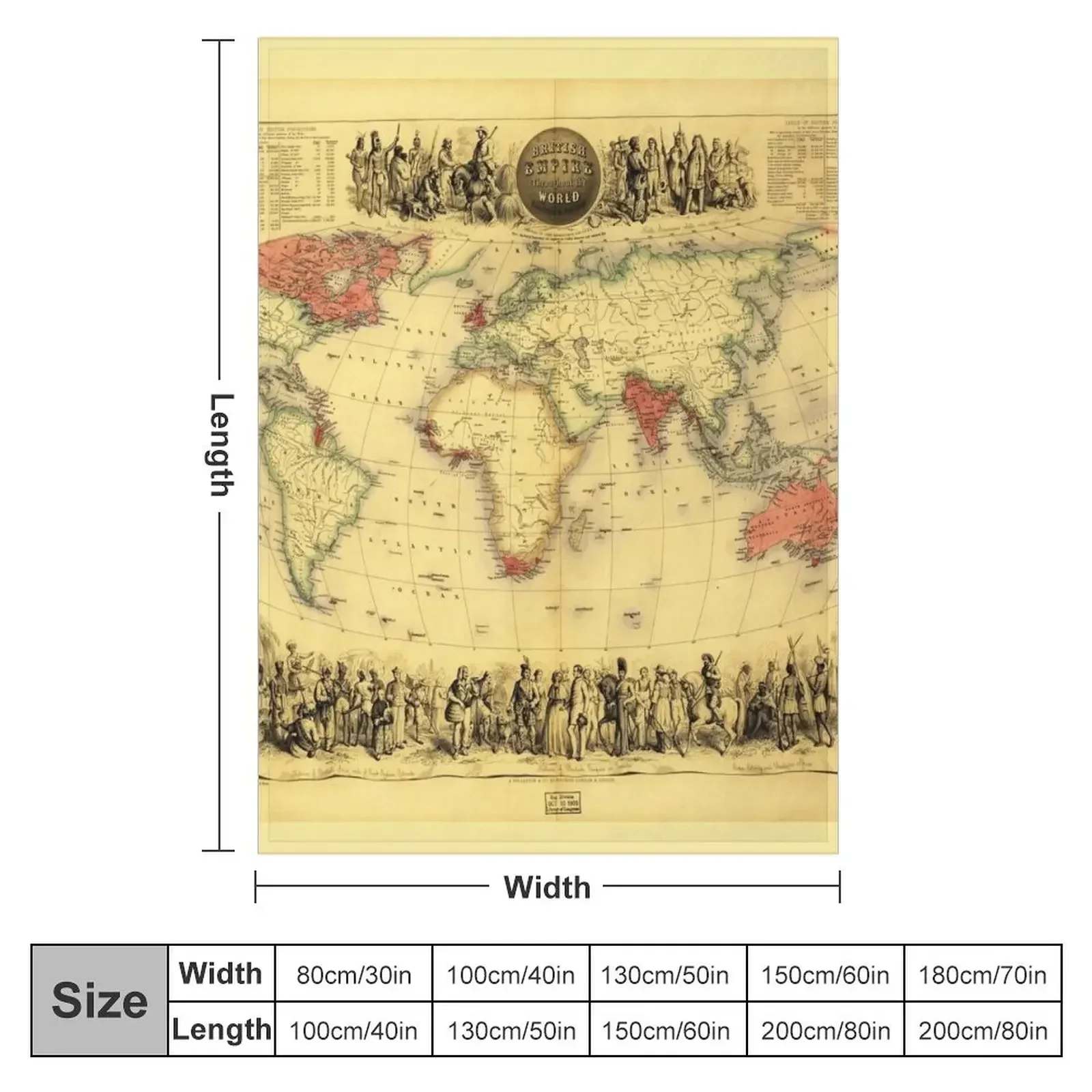 British Empire Map (circa 1850) Throw Blanket Shaggy blankets and throws Blankets