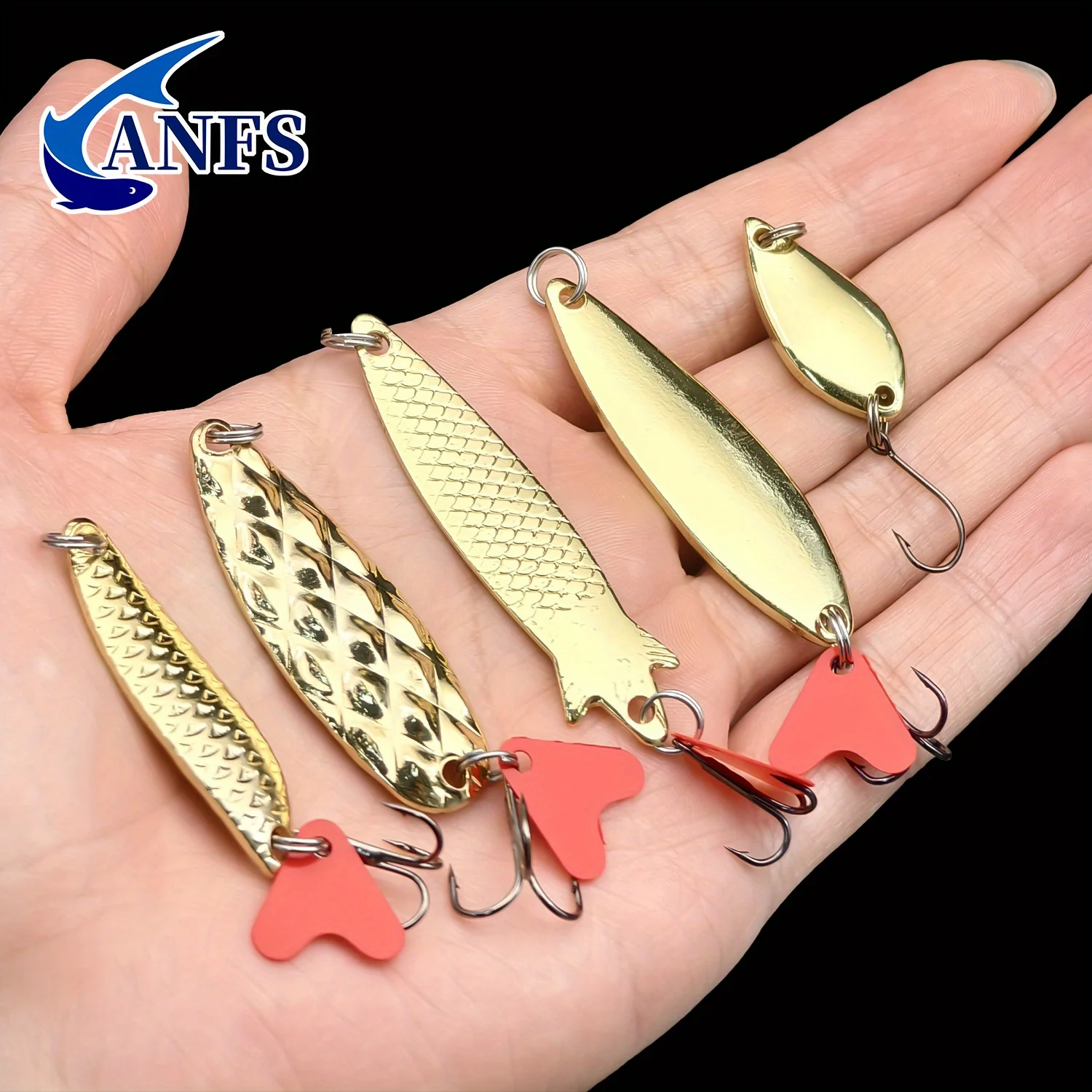 ANFS 10pcs/Set Gold And Sliver Metal Jig Spoon Spinner Fishing Lure Wobbler Bait Set with Fishing Tackle Box Kit For Fishing view 6