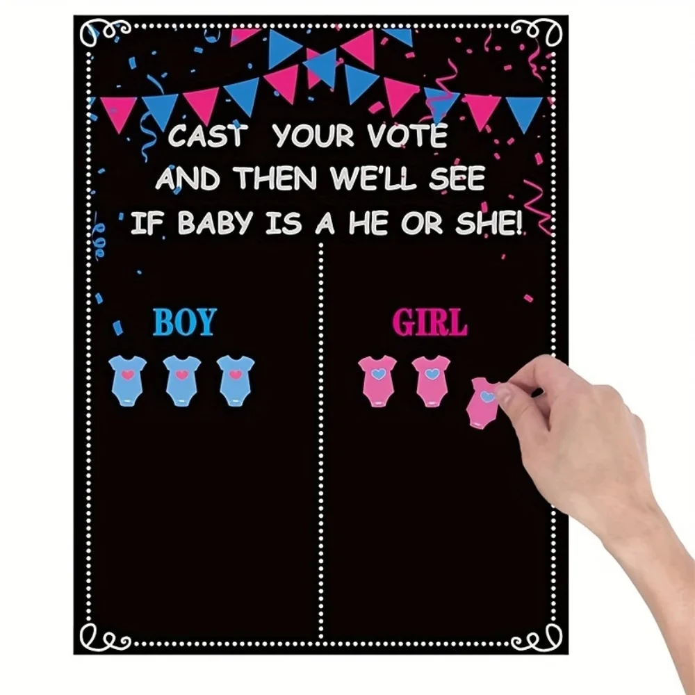 1 Set Gender Reveal Abstimmungsposter-Set Geburtstagsparty-Dekoration Papier-Gender-Reveal-Poster-Aufkleber-Spiel für Gender-Reveal-Party-Dekoration