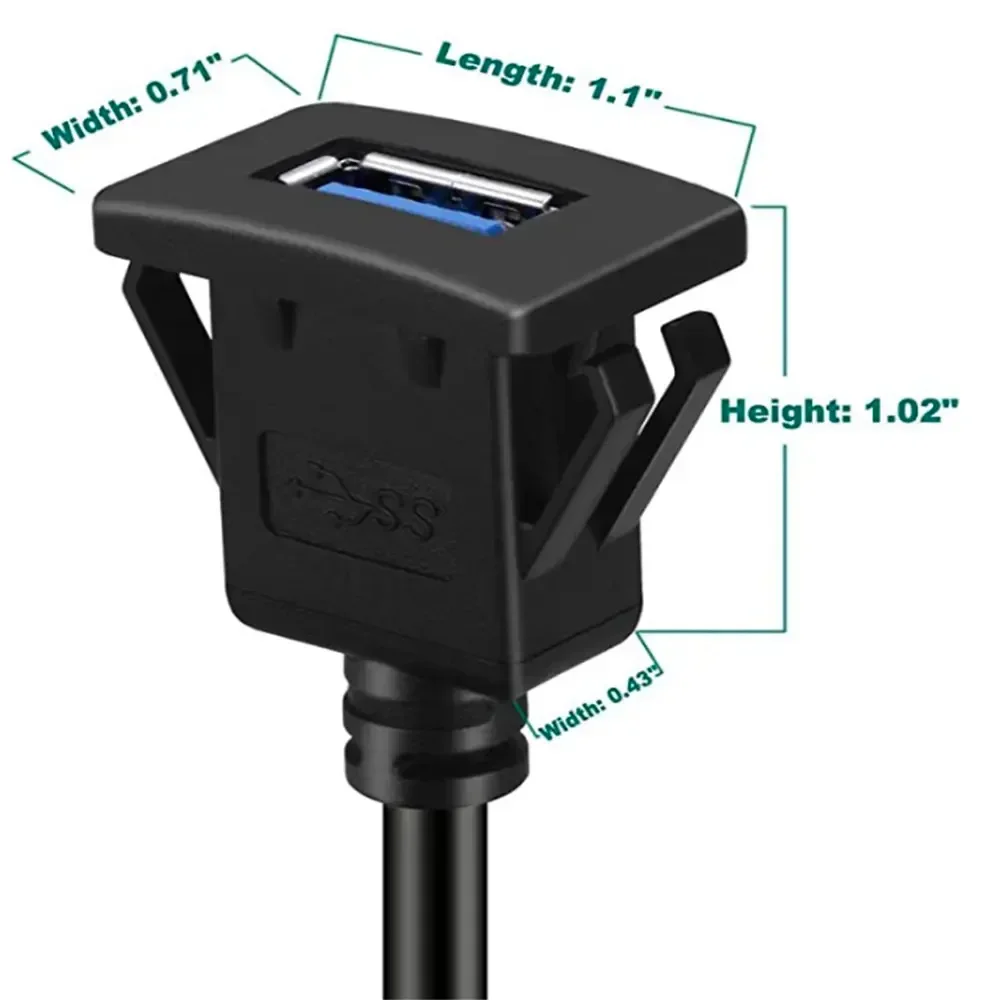 NEW USB 3.0 2.0 Port Male To Female Waterproof Flush Panel Mount Extension Cable with Buckle for Car Truck Boat Motorcycle 1M