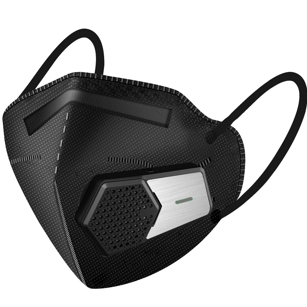 Electric  KN95 mask with charging fan, with 5 filter elements, replaceable filter respirator mask, dust, pollen, woodworking
