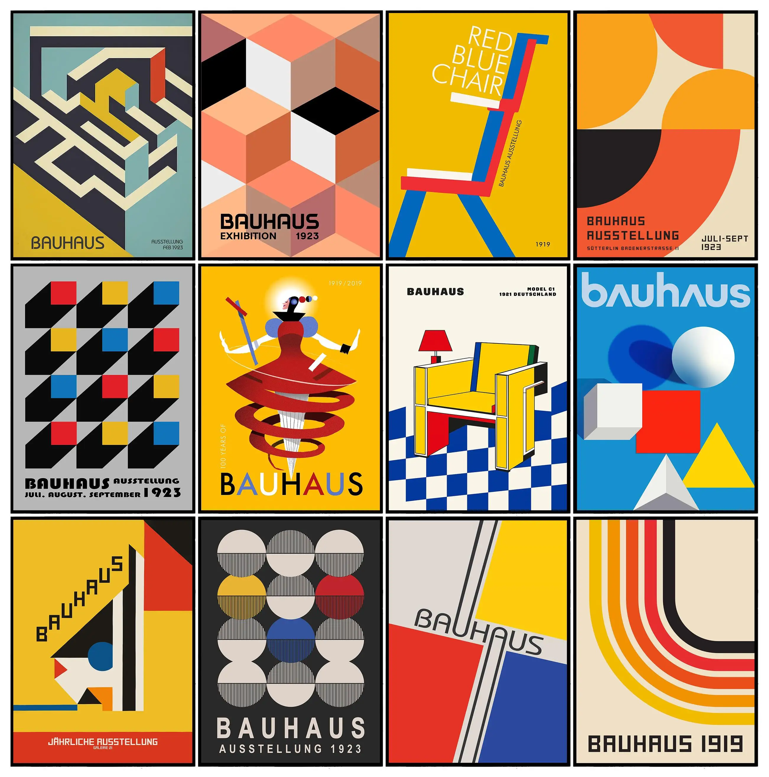 Фото Настенное искусство Bauhaus, современный принт середины века, минималистичный декор для гостиной, абстрактное геометрическое искусство интерьера, принты на холсте, настенный декор