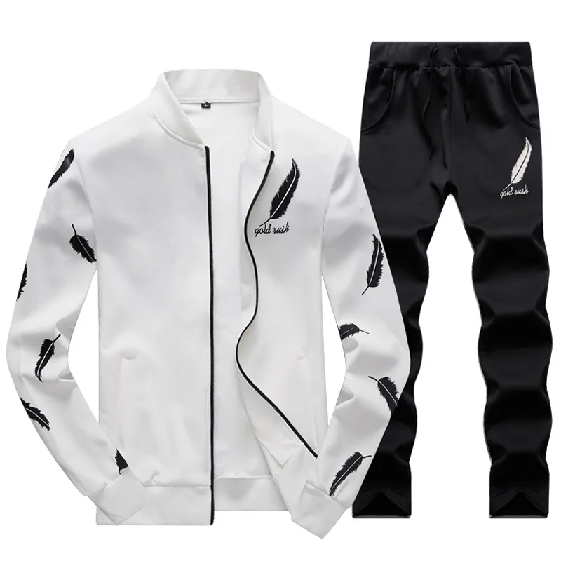 Fashion 2020 Men Tracksuit Outerwear Hoodie Set 2 Pieces Autumn Sporting Track Suit Male Fitness Sweatshirts Jacket + Pants Sets