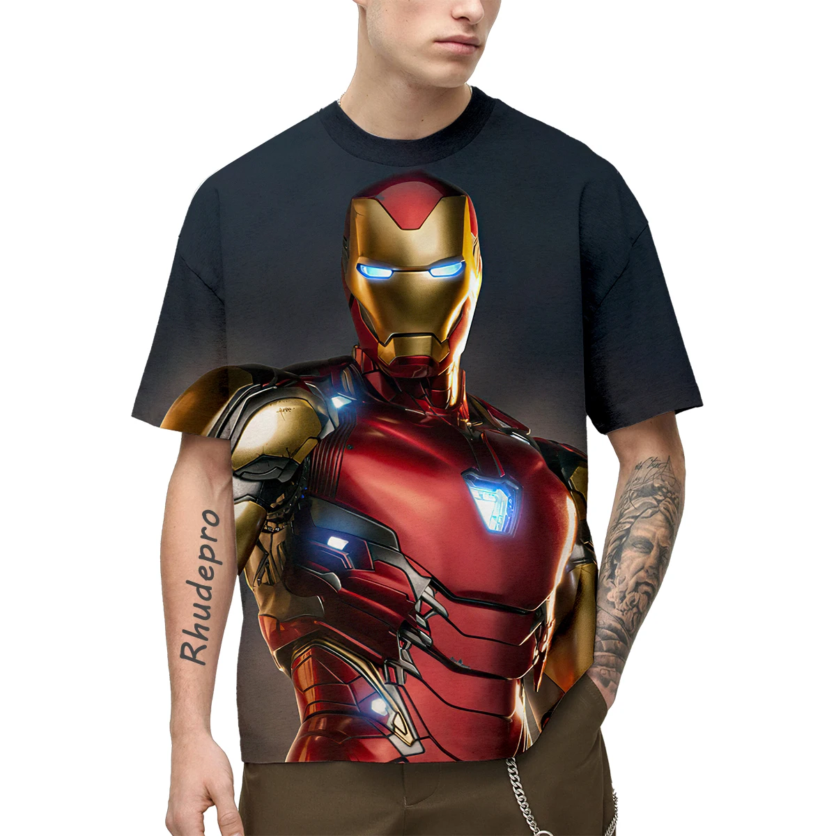 Miniso Avengers War Machine 3D Print Tshirts Summer Men Short Sleeve Retro Tee Shirt Tops Boy Girl Kids T-shirts Tops