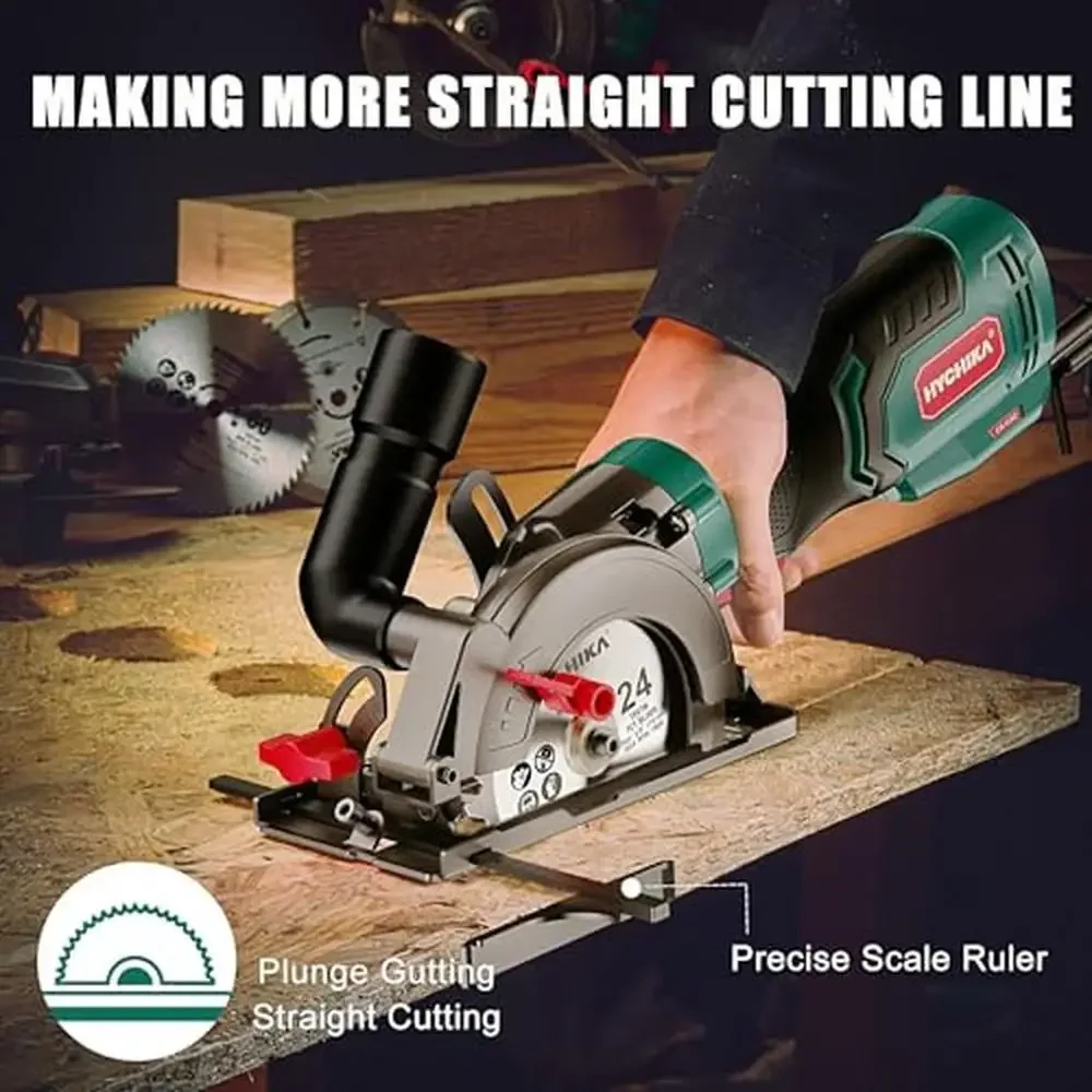 منشار دائري صغير 6.2A 3 شفرات مقياس جمع الغبار 1-7/8 بوصة أقصى عمق القطع مفتاح حماية مزدوج مقبض مريح #5