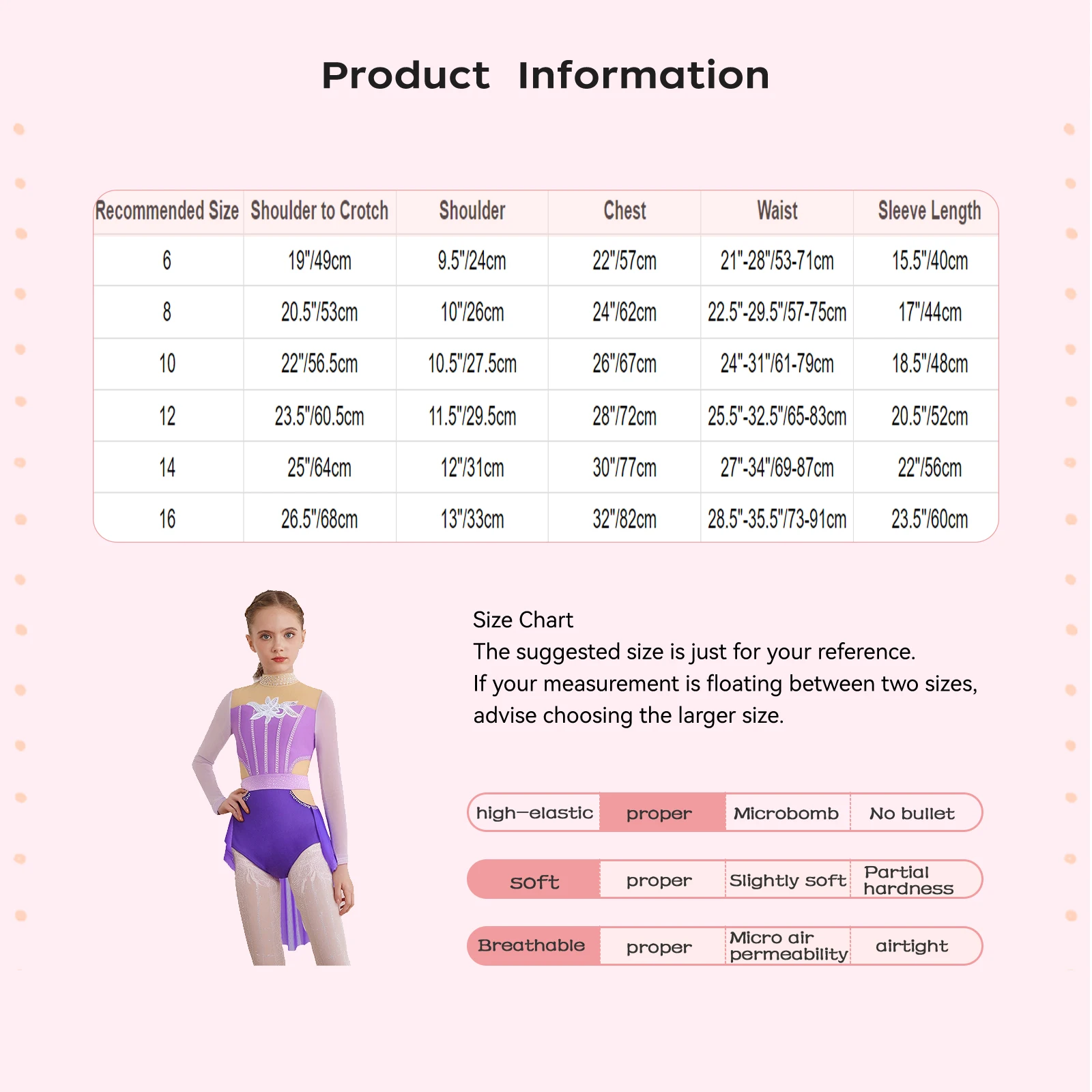 Maglia da balletto per ginnastica per ragazze Costume da ballo moderno per pattinaggio lirico Collo a lupetto Manica lunga Strass lucidi Body con gonna in rete