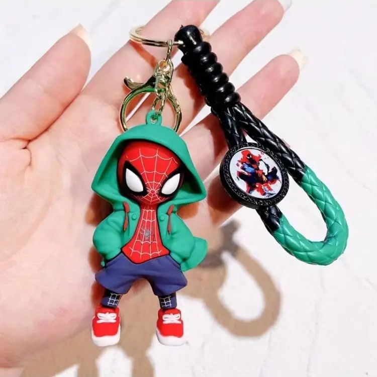 Spiderman Silicone Keychains Marvel Superhero Pendant Keyrings Jewelry Disney Keyholder for Bag AccessoriesChristmas Gifts