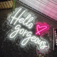 Hello Gorgeous Neon Sign LED Lights Wall Art for Bedroom KTV and Home Decor -Perfect Birthday Gift for Beauty Lovers Neon Sign