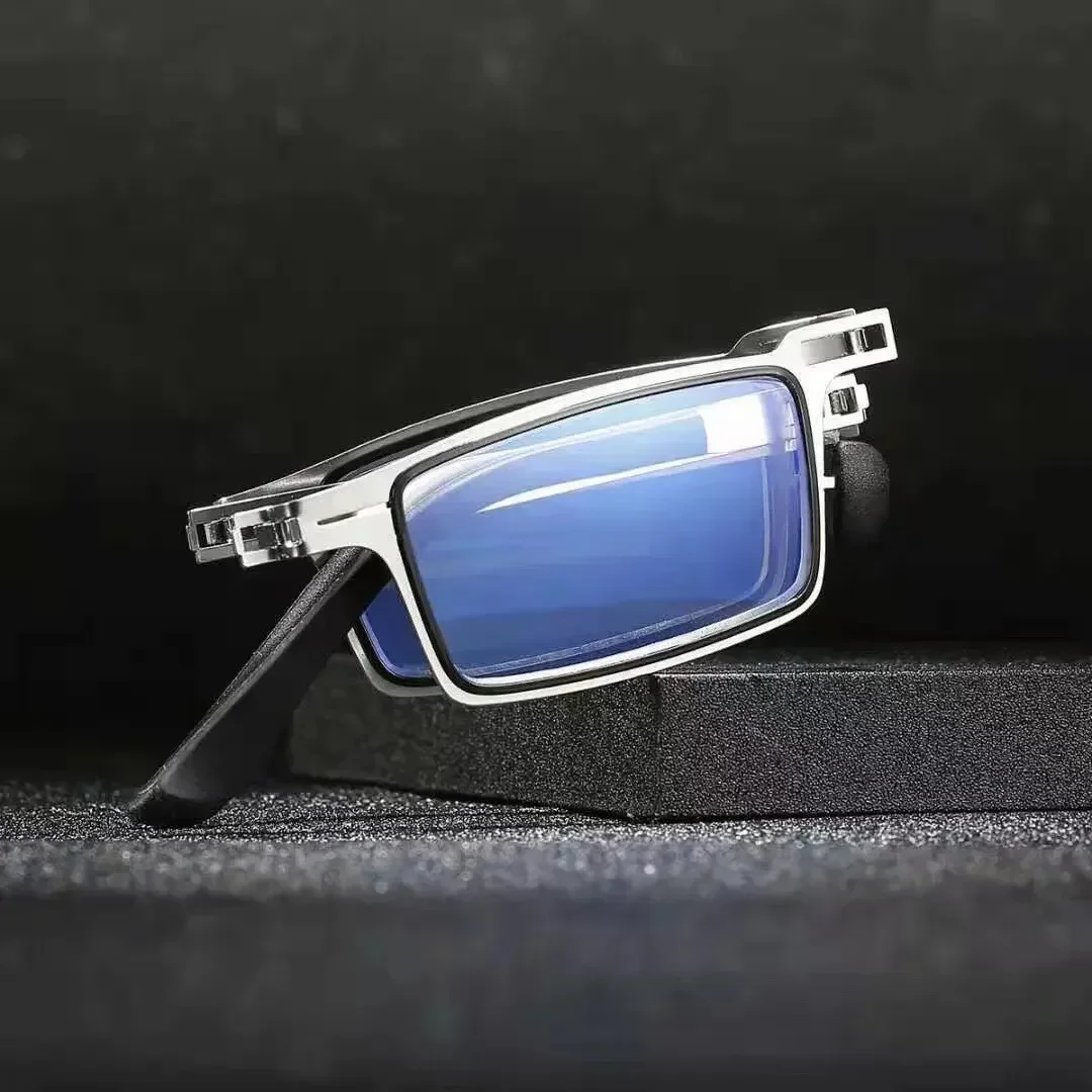 Occhiali da lettura pieghevoli anti-luce blu Comodi occhiali da lettura full-frame in metallo per uomo e donna HD ultraleggeri portatili