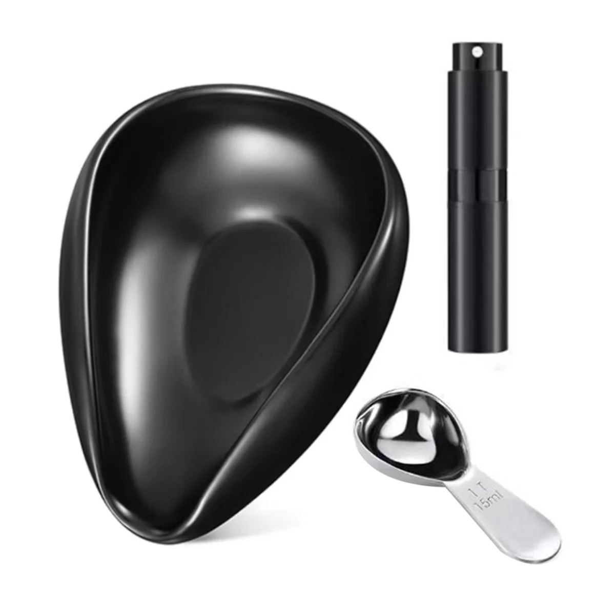 Coffee Bean Dosing Cup Spoon and Bottle Set, Espresso Coffee , Ceramic Single Dosing Tray for Coffee Black-A70Z