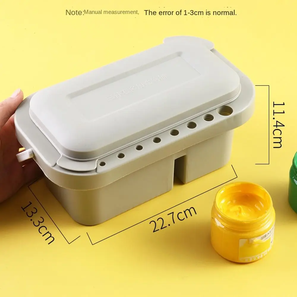 Painting Portable Paint Palette Artists Storage Box with Paint Pallet 16 Holes Paint Brush Holder with Lid Paint Brush Cleaner