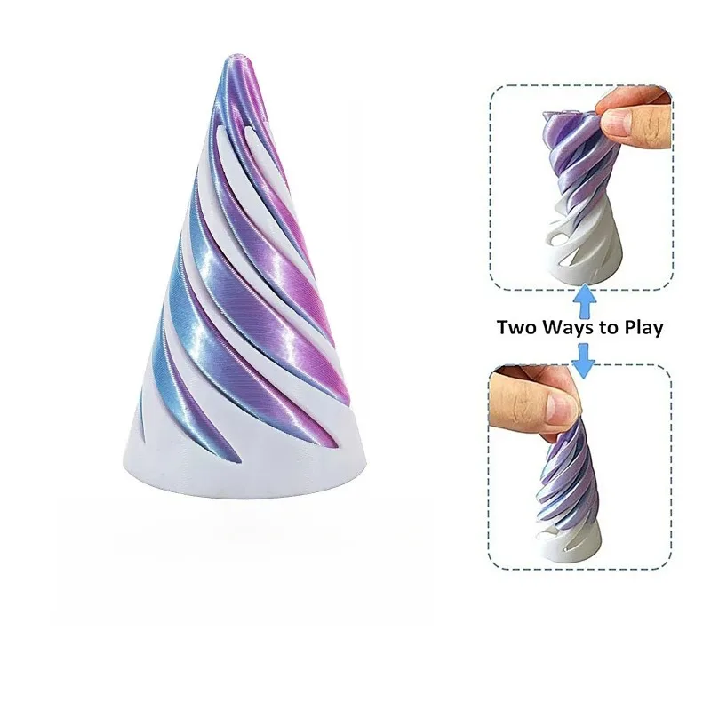 ثلاثية الأبعاد مطبوعة الدورية الهرم دوامة مخروط لعبة تمرير سحري من خلال تحويل اتجاهين اللعب مكافحة الإجهاد هدية عيد الميلاد زخرفة ديكور #1
