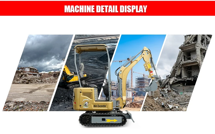 Kostenloser Versand CE EPA 1,2 Tonnen Mini-Bagger Raupenbagger für Zuhause Kleiner Allterrain-Diesel-Hydraulik-Mikrobagger mit Sonnenschutz – Detail 11