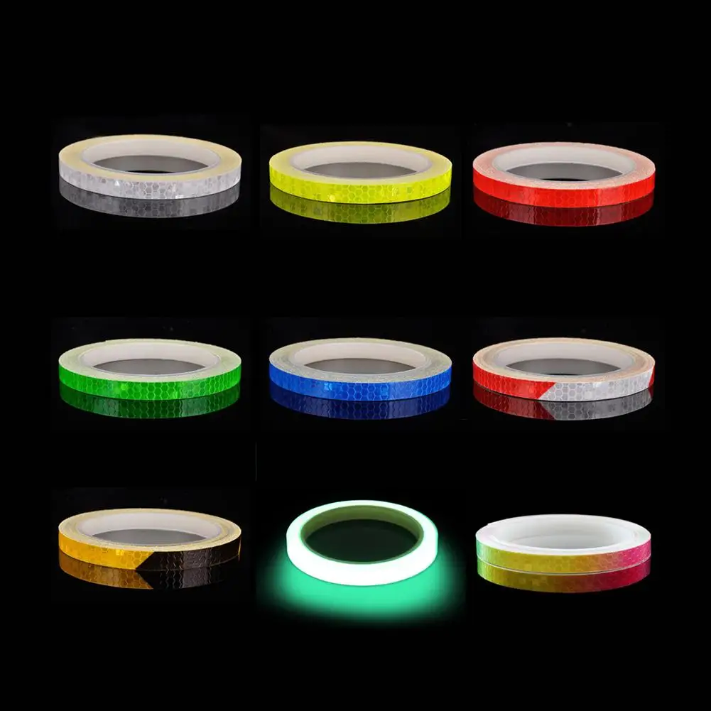 Motorcycle Wheels Reflective Stickers Night Cycling Fluorescent Reflect Strip Adhesive Tape For Mtb Bicycle Warning Safety Decor