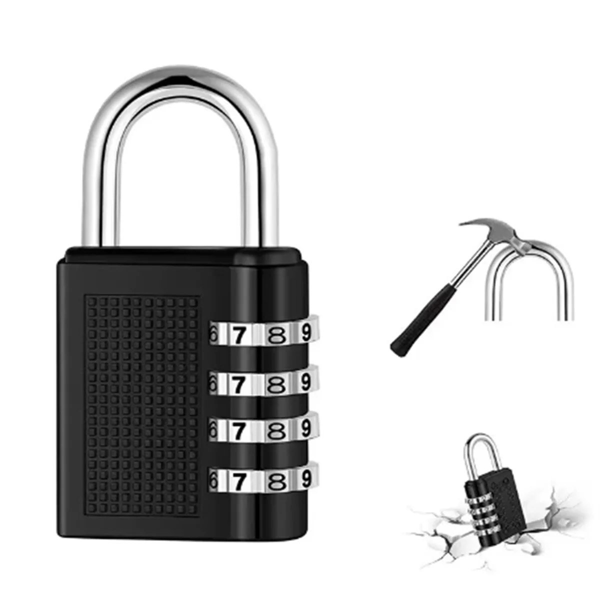 4 Digit Zinc Alloy Combination Lock Padlock Luggage Anti-theft Weatherproof Security Outdoor Gym Safely Code Door Lock Black