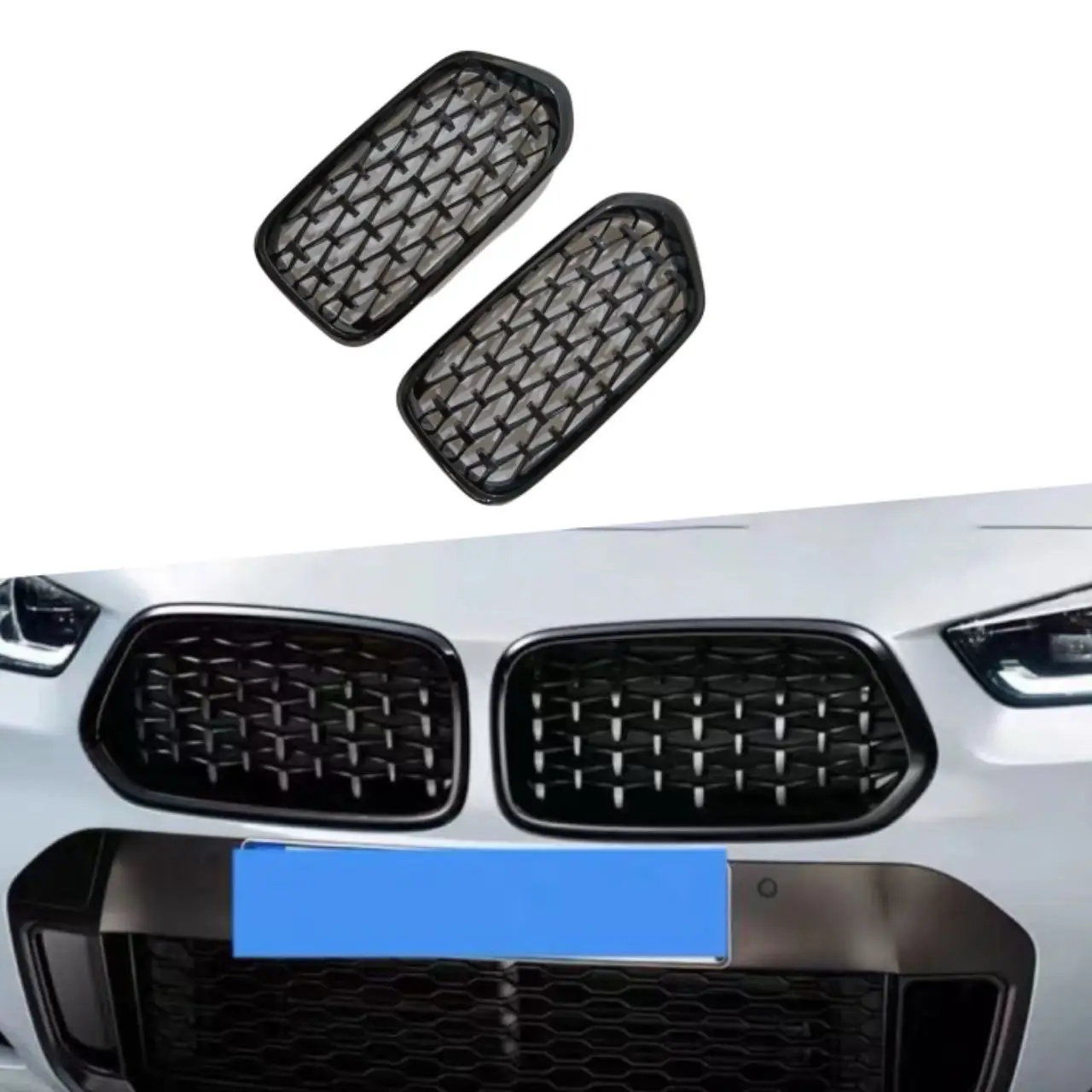 

Решетка переднего бампера для BMW F39 X2 Series 4-дверная 18i 20i 20d 25d M35i 2019-2024 Решетка переднего капота Черные гоночные грили